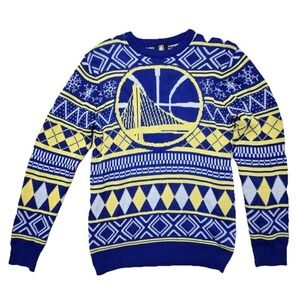 Golden State Warriors NBA Ugly Christmas Sweater 2XL Blue Yellow Holiday Knit